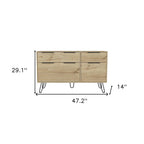47" Natural Wood Four Drawer Double Dresser