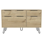 47" Natural Wood Four Drawer Double Dresser
