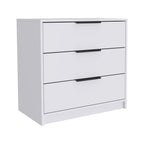 28" White Wood Three Drawer Dresser
