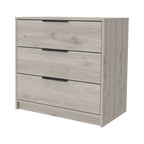 28" Light Gray Wood Three Drawer Dresser