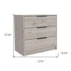 28" Light Gray Wood Three Drawer Dresser
