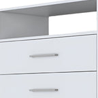 31" White Four Drawer Dresser With Open Shelf