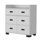 34" White Wood Five Drawer Dresser