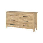 59" Natural Wood Six Drawer Double Dresser