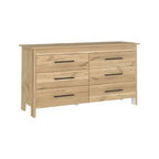 59" Natural Wood Six Drawer Double Dresser