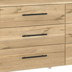 59" Natural Wood Six Drawer Double Dresser