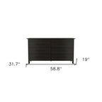59" Black Wood Six Drawer Double Dresser