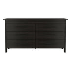 59" Black Wood Six Drawer Double Dresser