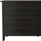 59" Black Wood Six Drawer Double Dresser