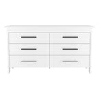 59" White Wood Six Drawer Double Dresser