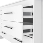 59" White Wood Six Drawer Double Dresser