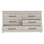 59" Light Gray Wood Six Drawer Double Dresser