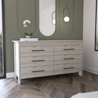 59" Light Gray Wood Six Drawer Double Dresser