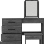 39" Gray Wood Four Drawer Vanity Table