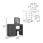 39" Gray Wood Four Drawer Vanity Table