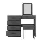 39" Gray Wood Four Drawer Vanity Table