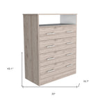 33" Light Gray Wood Four Drawer Dresser