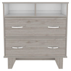 32" Light Gray Wood Two Drawer Dresser
