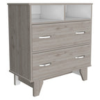 32" Light Gray Wood Two Drawer Dresser