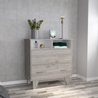32" Light Gray Wood Two Drawer Dresser