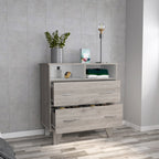32" Light Gray Wood Two Drawer Dresser