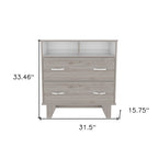32" Light Gray Wood Two Drawer Dresser