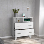 32" White Wood Two Drawer Dresser