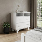 32" White Wood Two Drawer Dresser