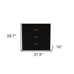 32" Black Three Drawer Dresser