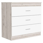 32" White And Gray Wood Three Drawer Dresser