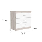 32" White And Gray Wood Three Drawer Dresser