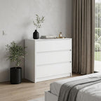 34" White Three Drawer Dresser