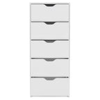 18" White Wood Five Drawer Dresser