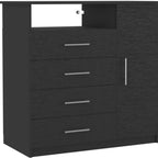 35" Black Wood Four Drawer Combo Dresser