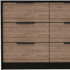 42" Brown And Black Wood Six Drawer Double Dresser