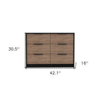 42" Brown And Black Wood Six Drawer Double Dresser