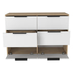 42" White And Natural Wood Six Drawer Double Dresser