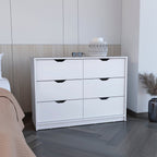18" White Wood Five Drawer Dresser