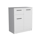 37" White Wood Two Door Single Drawer Combo Dresser