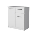 37" White Wood Two Door Single Drawer Combo Dresser