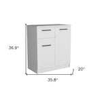 37" White Wood Two Door Single Drawer Combo Dresser