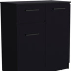 37" Black Wood Two Door Single Drawer Combo Dresser