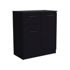 37" Black Wood Two Door Single Drawer Combo Dresser