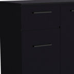 37" Black Wood Two Door Single Drawer Combo Dresser