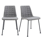 Set of Two Gray And Black Upholstered Fabric Dining Side Chairs