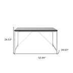 54" Black and Silver Wood and Stainless Steel Writing Desk