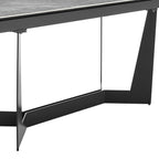63" Gray And Black Ceramic And Steel Self-Storing Leaf Trestle Base Extendable Dining Table