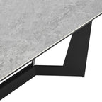 63" Gray And Black Ceramic And Steel Self-Storing Leaf Trestle Base Extendable Dining Table