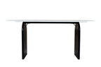 72" White and Black Marble And Solid Wood Sled Base Oval Dining Table