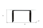72" White and Black Marble And Solid Wood Sled Base Oval Dining Table